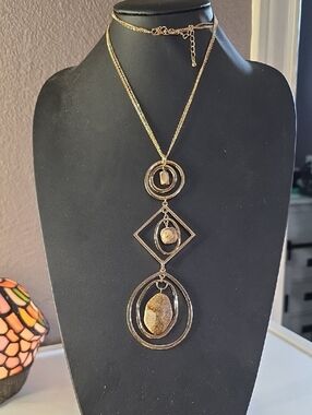 Gold-Tone And Jasper Geometric Pendant Necklace - Women Jewelry